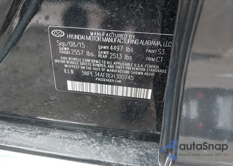 2016 Hyundai Sonata Limited z USA, uszkodzony, nr VIN 5NPE34AF8GH300745